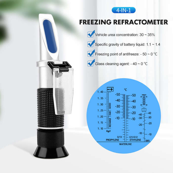 Black - 4 in 1 Car Automotive Antifreeze Refractometer Engine Battery Fluid Glycol Refractometer Gla