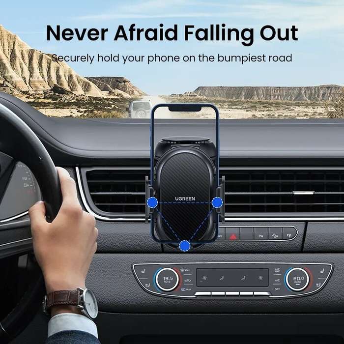 Black - UGREEN LP405 Waterfall-shaped Suction Cup Car Holder Gravity Dashboard Phone Holder Universi