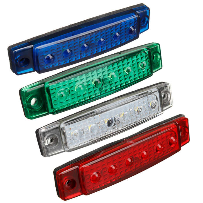 Red - 1 PCS 6LED 12V Front Side Marker Amber Signal Lights Position Lamp For Car Truck Trailer