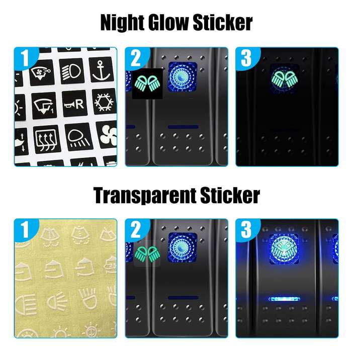 Green - 4 Gang Marine Boat Rocker Switch Panel Waterproof Toggle Switch with Power Save for Truck RV