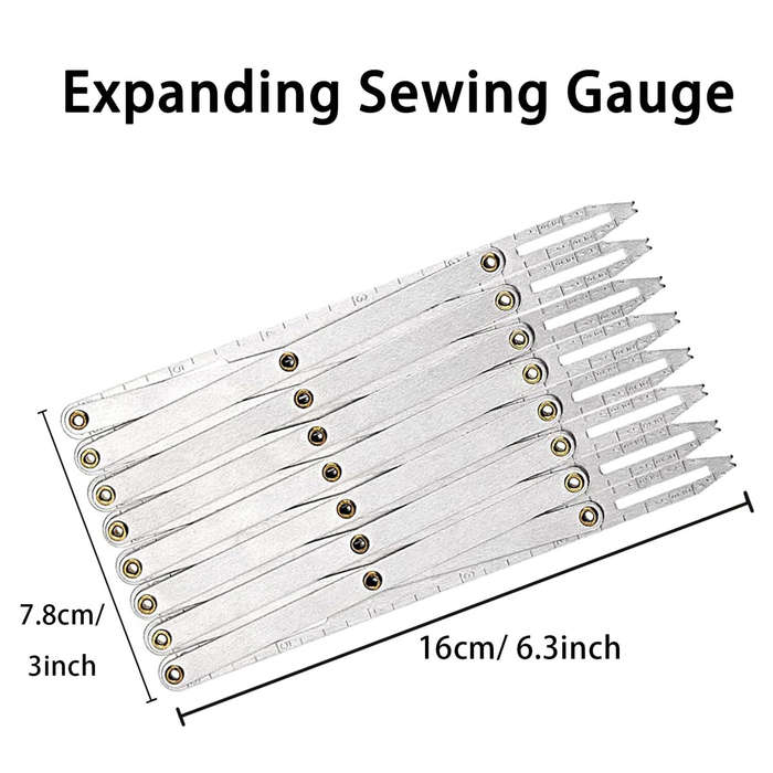 Silver - Aluminum Alloy Expanding Sewing Gauge Adjustable 24 Inch Button Guide Measurement Tool for
