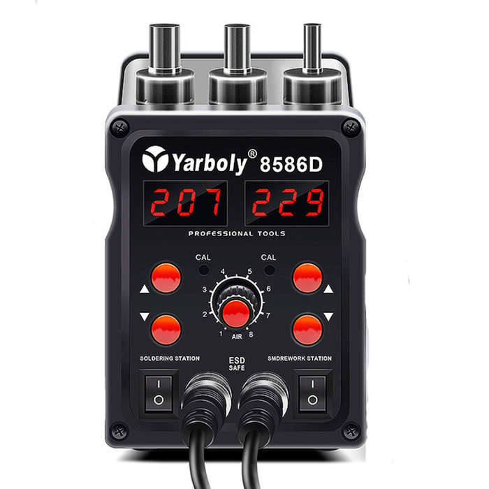 Yarboly 8586D LED Digital Soldering Station Hot Air Tool Rework Station 700W Power Intelligent Autom