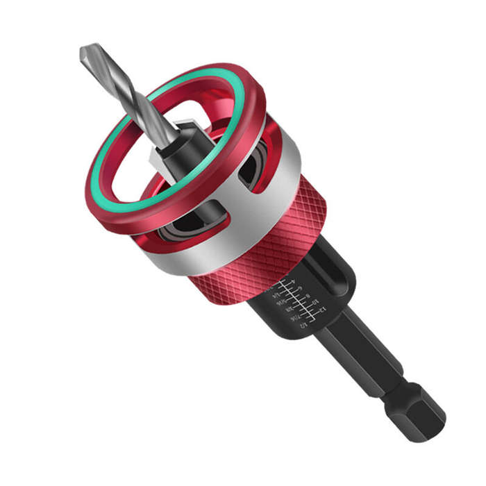 Red - 5pcs Countersink Drill Bit Set with Depth Stop High-quality 6542 Steel and Aluminum Alloy Mult