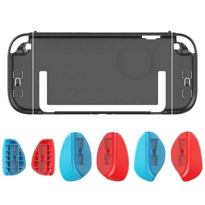 Transparent Shell+Blue/Red Grips - YZC-509 Switch2 PC Protective Shell Scratch-Resistant Ergonomic G