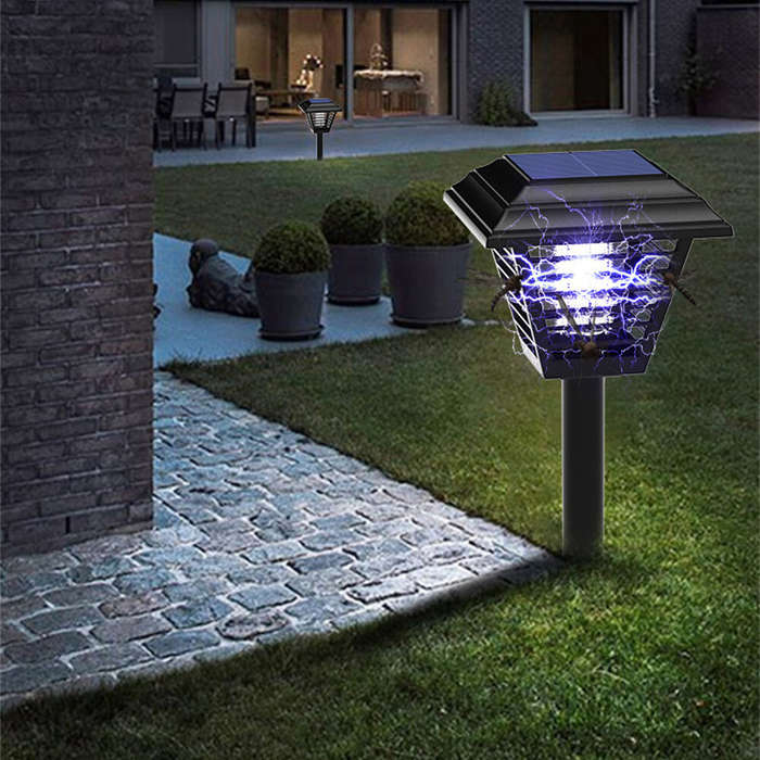 Black - Elfeland Solar Powered Mosquito Zapper LED Lawn Light Dual-Mode Outdoor Bug Killer and Garde