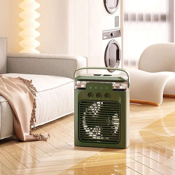 Green - Spray Small Fan Humidification Small Refrigeration Air Conditioner Mini Fan Water-cooled Sil