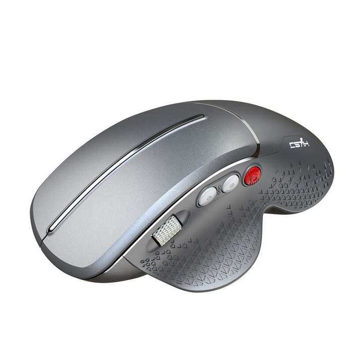 Silver gray - HXSJ T32 2.4G Wireless Vertical Gaming Mouse 1200-4800 DPI Aluminum Side Roller 6 Keys
