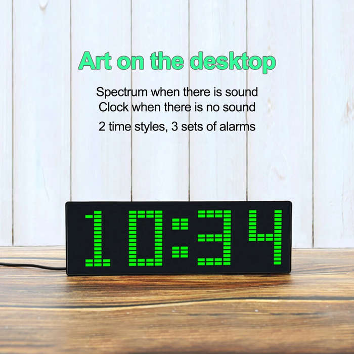 Black - Dynamic LED Music Spectrum Clock Picking Lamp Voice Control Wire Control LED Music Spectrum