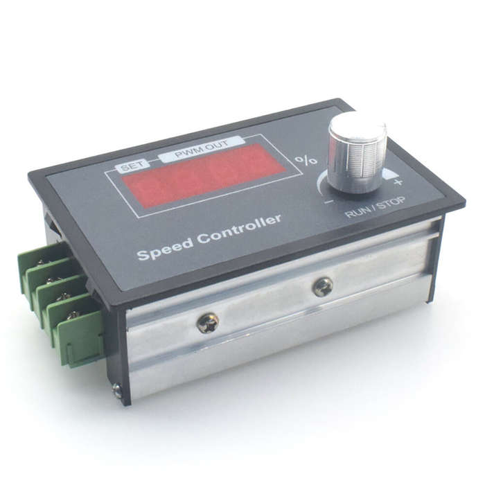 Black - DC6-60V 30A Max DC Motor Speed Controller PWM Rotary Knob Encoder LED Digital Display Brush