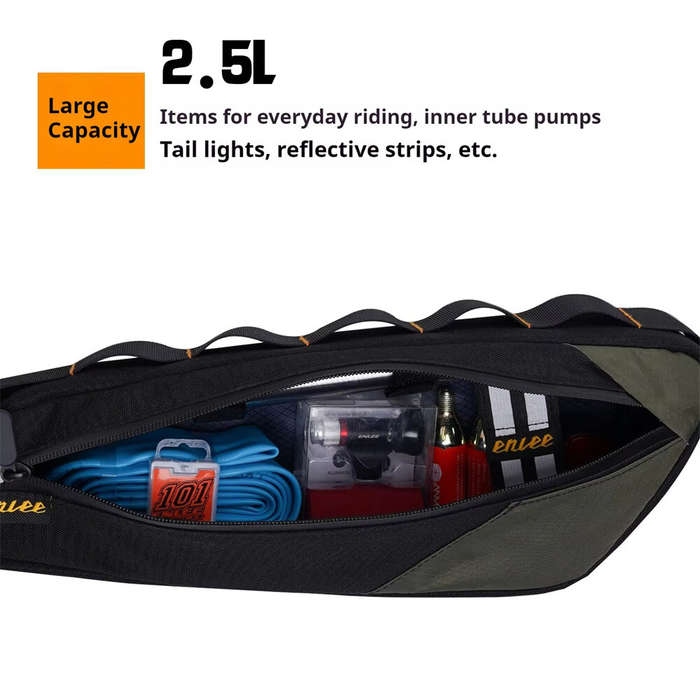 Orange - ENLEE 2.5L Bicycle Inner Tube Bag Waterproof Side Zipper Night Reflective Strip Narrow Edge