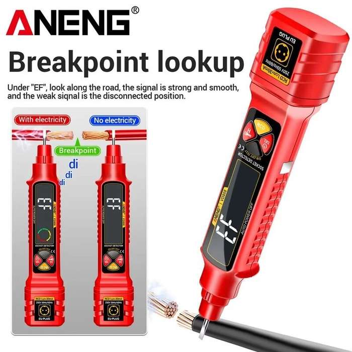 EU Plug - ANENG VD808 Electrical Circuit Tester Portable Voltage Detector with LCD Screen for AC DC