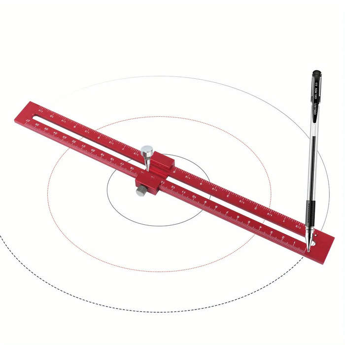 300mm Woodworking Ruler with Slide Stops Adjustable Circular Drawing Ruler Carpenty Square Aluminium