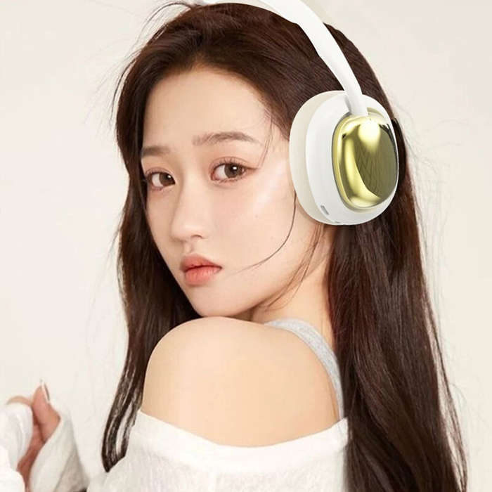 Khaki - Wireless bluetooth Headset 40mm Large Driver HiFi Sound 12H Playback Soft Earmuffs Built-in