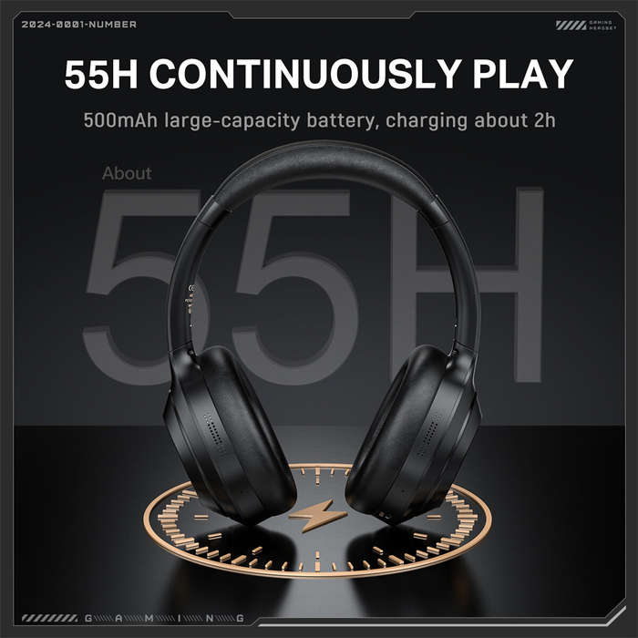 Black - ONIKUMA GT811 bluetooth 5.4 Gaming Headset Dual Noise Reduction Headphone ANC ENC Noise Canc