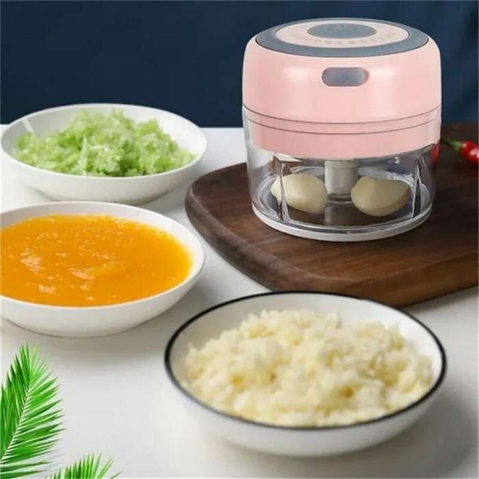 Green - 100ml Wireless Electric Garlic Masher Press Stirrer Chopper Rechargeable Onion Multi-functio