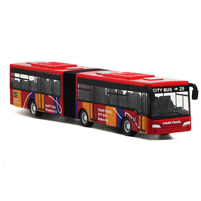 Green - Simulation Alloy Double Section Bus Model Pull Back Vehicles Toys Funny Car Kids Children Gi