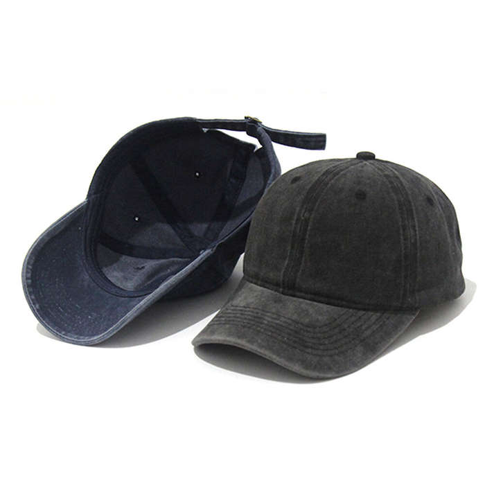 Black - Solid Washed Denim Baseball Cap Vintage Unisex Cotton Sport Hat Outdoor Soft Breathable Vers