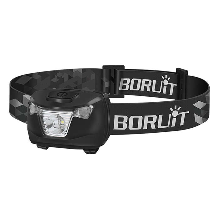 Black - BORUiT White Red Light LED Headlamp Use AAA Battery 4 Modes Super Bright Head Lamp Waterproo