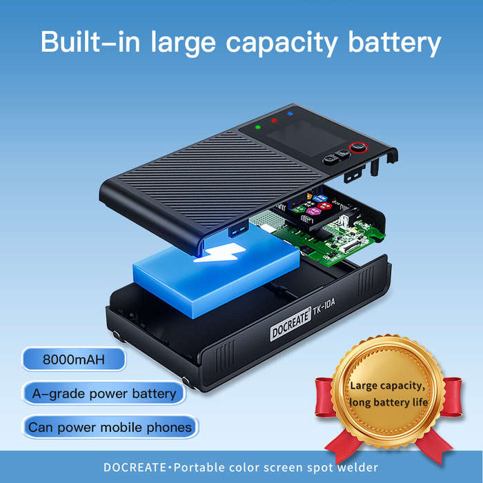 Black - DOCREATE TK-10A Portable LCD Screen Spot Welder 1200A Welding Current 8000mAh Battery Advanc