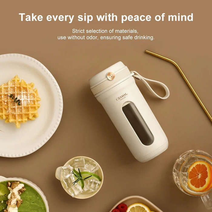 White - Portable Juicer Blender 350ml With 10 Blades Electric Fruit Juicer USB Charging Lemon Orange