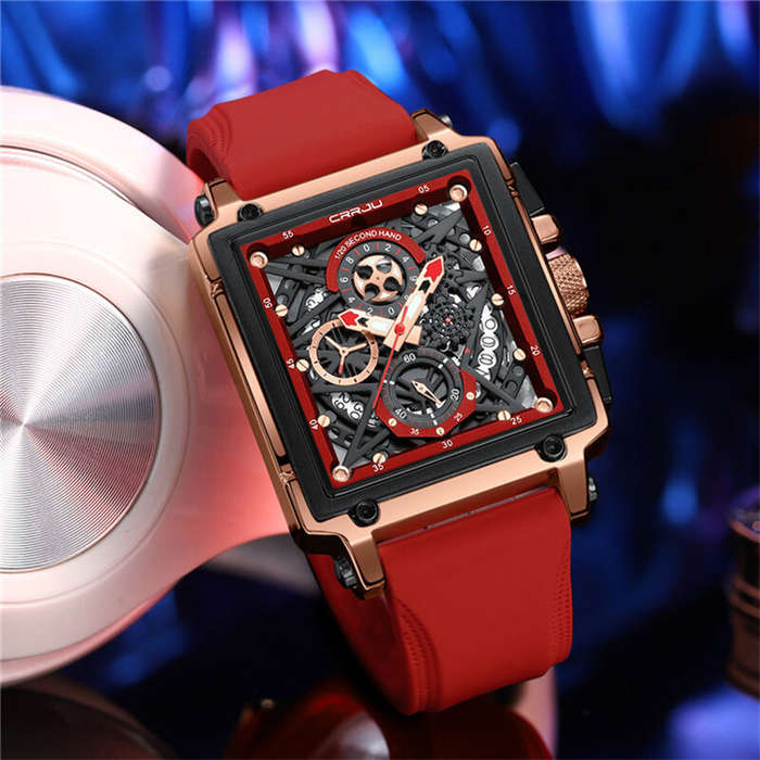 All Black - CRRJU Men's Sports Watch, Multifunctional Chronograph Wrist Watch for Business Men, Wate
