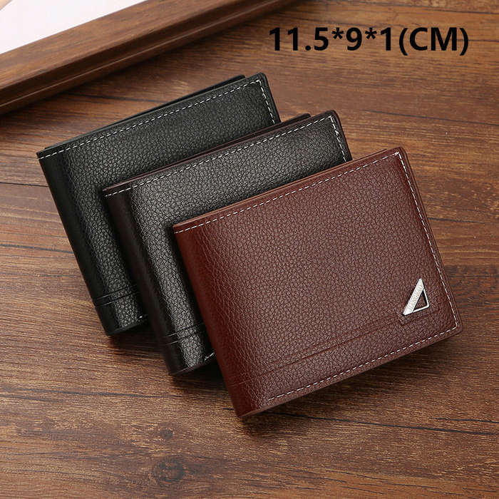 Coffee - Men Short Wallet Business Casual Soft Leather Wallet Classic Retro Horizontal Wallet Large