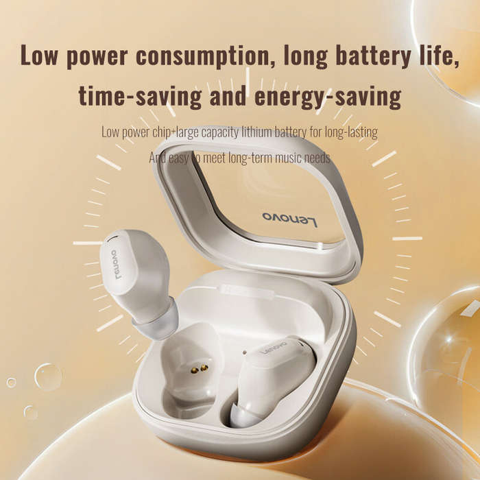 White - Lenovo EA200 TWS Headset Wireless bluetooth 5.4 Earphone 10mm Driver Unit AAC HD Call 24H Pl