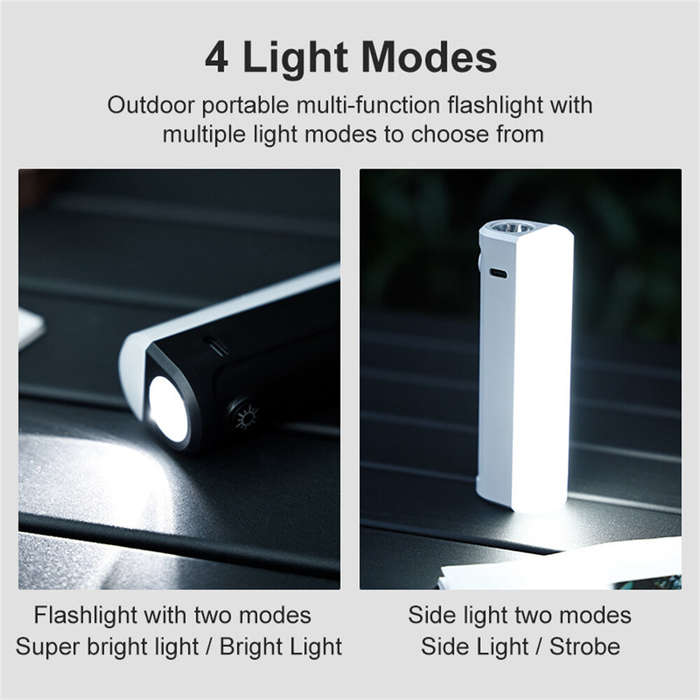 White - Mini Multifunction Flashlight Strong Light Rechargeable Super Bright LED Light Portable Trav