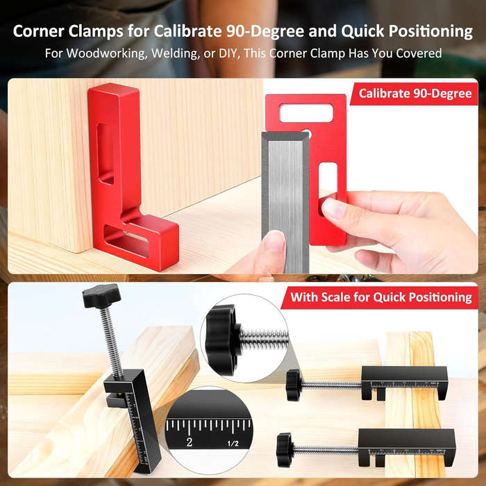 6 Pcs - 6Pcs/Set Aluminum Alloy Square Corner Clamps 90 Degree Right Angle Positioning Square Measur