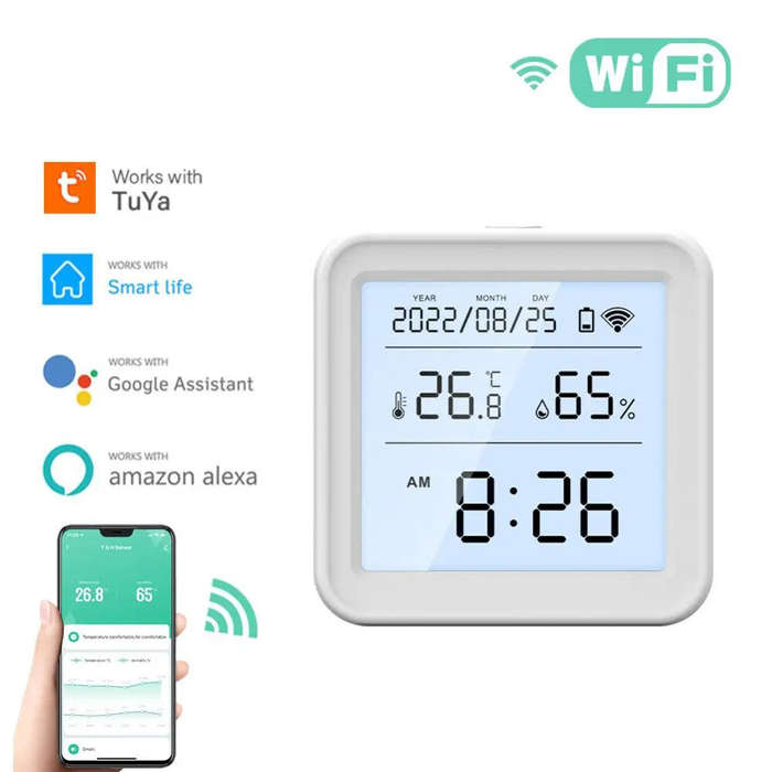 Smart WiFi Hygrometer Thermometer Sensor Indoor Temperature Humidity Monitor Works with Alexa Google