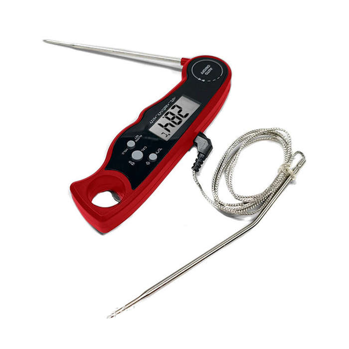 Red - Foldable Dual Probe Food Thermometer BBQ Meat Grill Thermometer Kitchen Oven Grill Thermometer