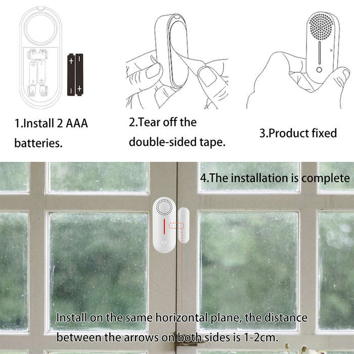 Tuya Smart WiFi Door Window Sensor Door Open/Closed Detectors Sound and Light Alarm Timer Alarming A