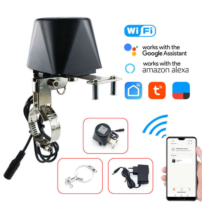 Black - Tuya WIFI Smart Gas Valve Controller Garden Water Shut Off Timer Irrigation Controller with