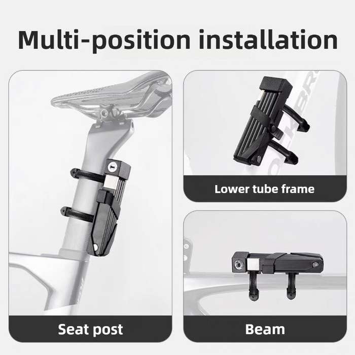 Black - BENGGUO Mini Portable Bicycle Folding Lock Safety Anti-theft Waterproof Alloy Lock for MTB M