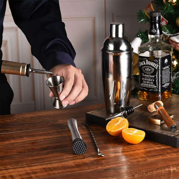 6pcs - 6PCS Stainless Steel Cocktail Shaker Set Professional Martini Drink Mixer Tool Set for Home B