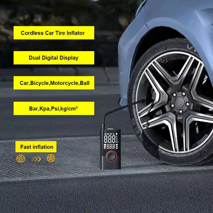 Black - ATJ- 005 150PSI Smart Air Pump Tire Inflator Portable Air Compressor with Digital Pressure G