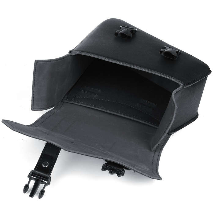 Left - Motorcycle Saddlebags 3 Quick Release Buckle Black PU Leather Waterproof Universal