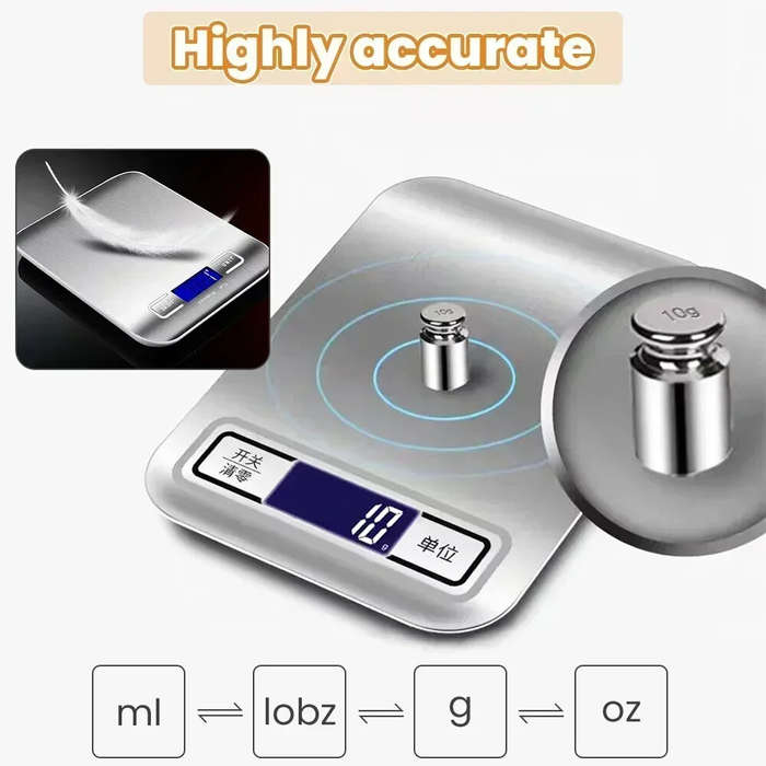 Battery Version - Comfook High Precision Kitchen Scale LCD Electronic Measuring Digital Display 10kg