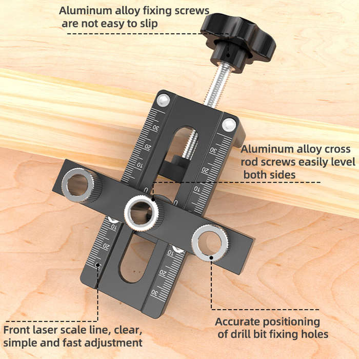 Black - ENJOYWOOD Cabinet Door Mounting Jig Aluminum Alloy Installation Positioner Cabinet Hardware
