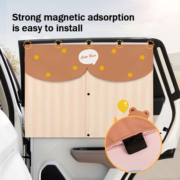 B - Car Side Window Curtains Privacy Double Layer Curtains Car Sun Protection Magnetic Window Light