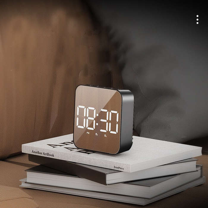 White - LED Clock Student Alarm Clock Plug-In Dual-Purpose Large Screen Display Digital Clock Voice-