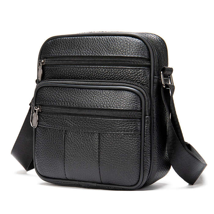 Coffee - Ekphero Men's Genuine Leather Shoulder Bag Bussiness Casual Messenger Bag Multiple Pocket C