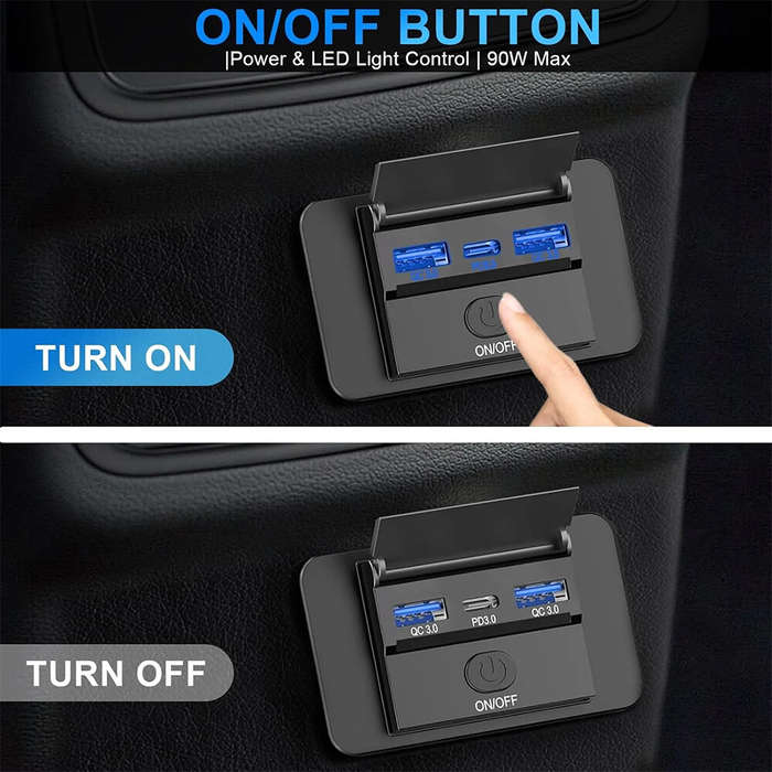 QC3.0+PD3.0+QC3.0 - 3 Port Car Charger Socket Multiple Device Charging 12V RV USB Outlet 72W Dual US