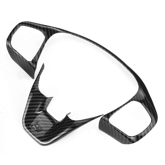 Black - Carbon Fibre Decal Steering Wheel Trim Cover For Ford Fiesta ST MK8 2018 - 2020