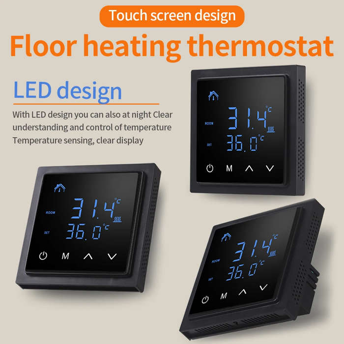 Black - MH1828A AC85-265V 16A Floor Heating Temperature Controller Wall-Mounted Smart Thermostat wit