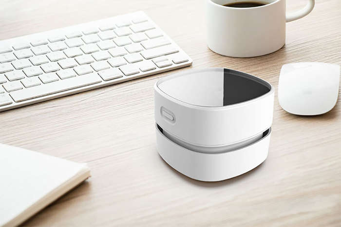 White - Portable Mini USB Rechargeable Vacuum Cleaner Compact Desktop Sweeper For Keyboards, Offices