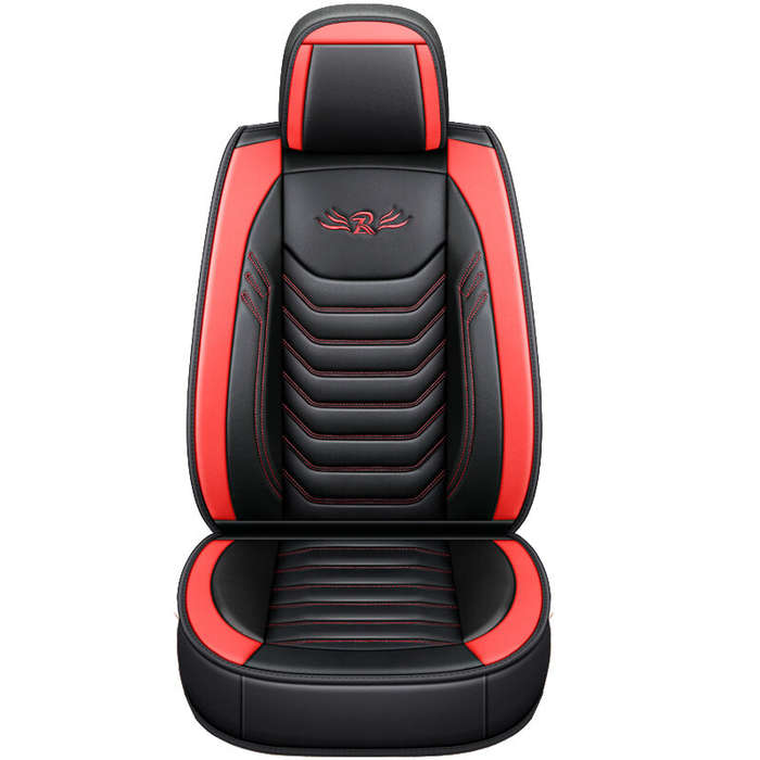 Black - Universal PU Leather Car Front Seat Cushion Cover Non-slip Protector Mat Black