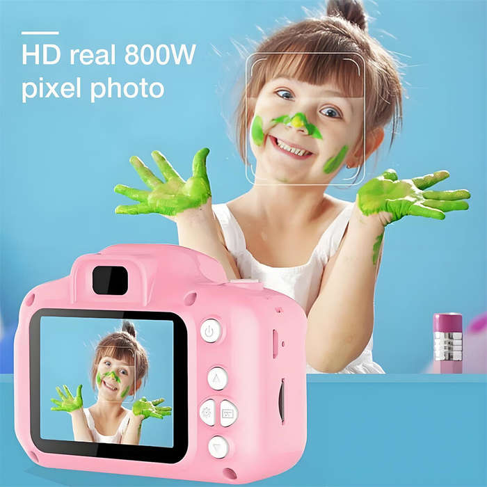 Blue - Children Camera X2 Waterproof 1080P HD Video Camera 2 Inch Display Kids Cartoon Cute Outdoor
