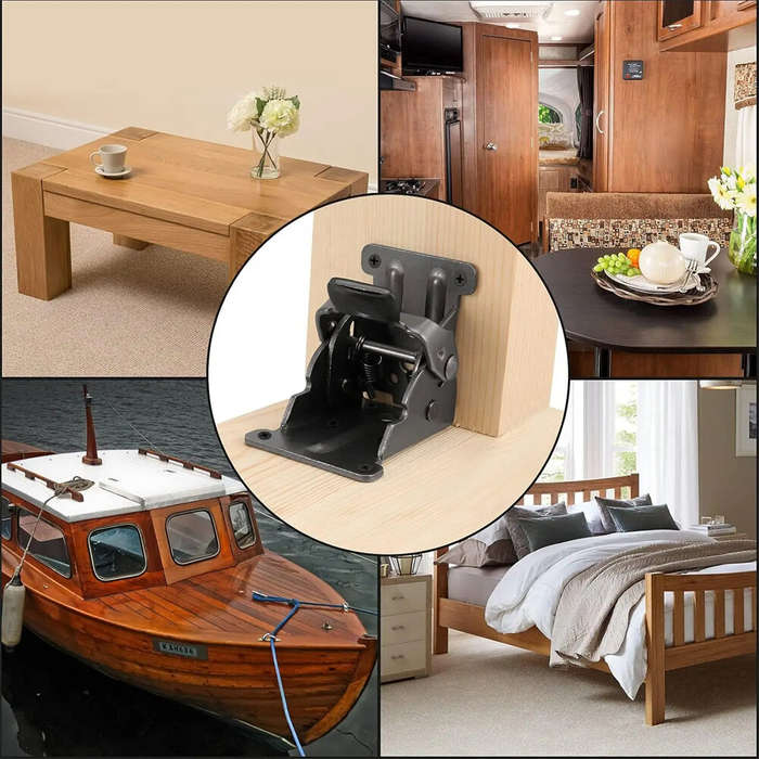 Black - Folding Self Lock Bracket Locking Hinge Steel Plate 90 Degree Heavy Duty Table Bed Leg Suppo