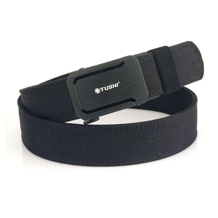 Army Green - TUSHI 120cm Mens Automatic Buckle Tactical Belt Military Sturdy Nylon Belt for Outdoor